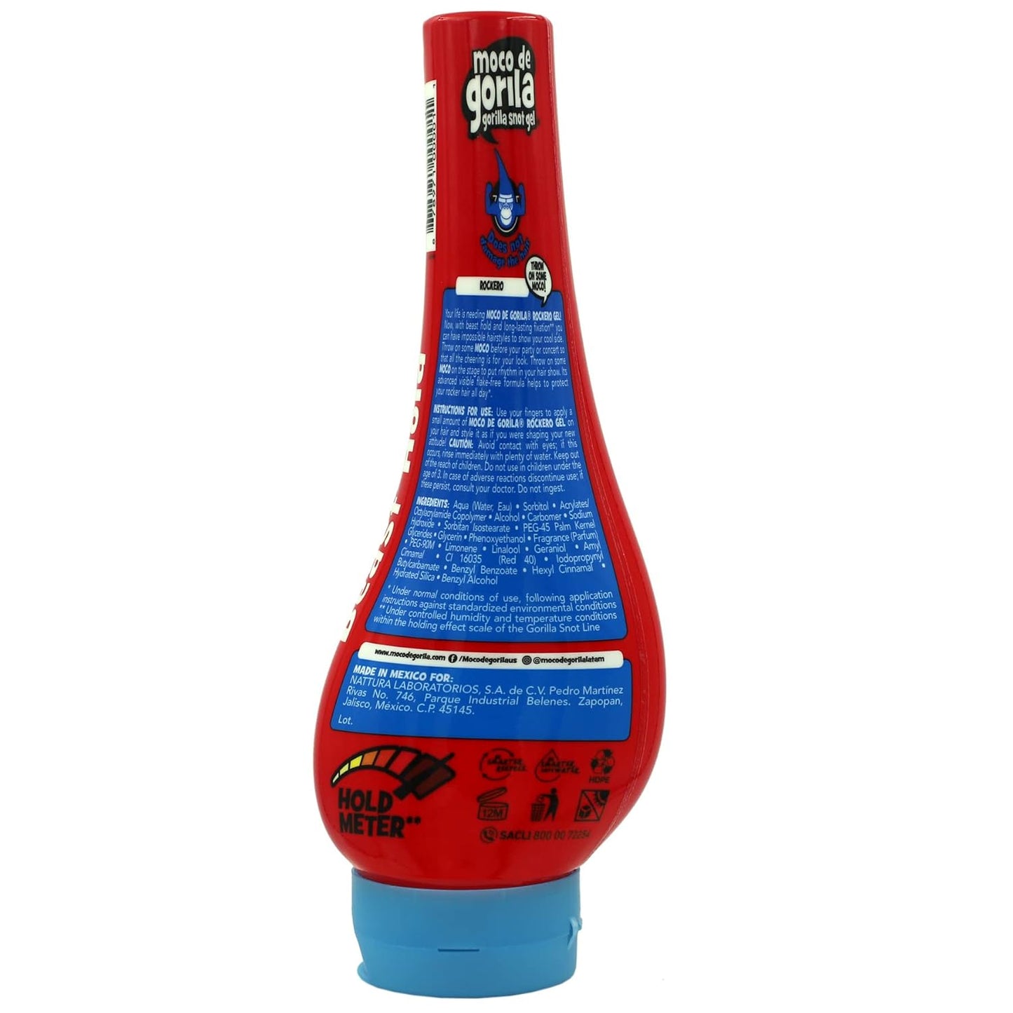 Moco de Gorila, Explosive Rocker Hair Styling Gel, Long-Lasting Hold, Reactivatable with water, 3-Pack of 11.92 Oz Each, 3 Squeezable Bottles.