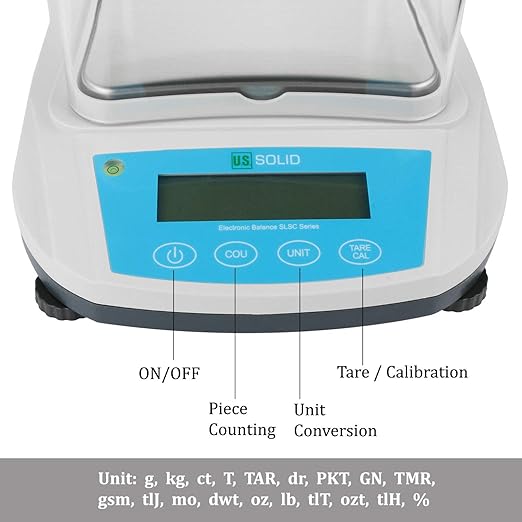 U.S. Solid Precision Lab Scale 300g x 0.01g- High Precision Analytical Balance w/USB and RS232 Interface, Detachable Draft Shield, Calibration Weight,100-240 VAC
