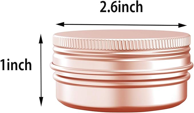 2 Ounce Aluminum Tin Jar with Screw Cap 60mL Tin Cans Refillable Containers for Cosmetic, Lip Balm, Cream, Lotion, Balms, Spices, Salve, Rose Gold 20 Pcs