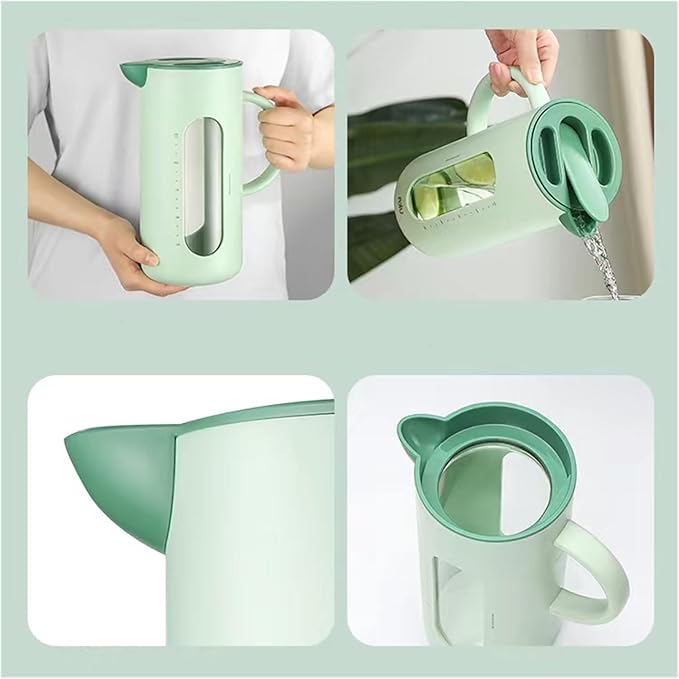 Cold kettle Cold kettle household high temperature resistant cold kettle set glass kettle cold bubble pot Water Pitcher Set for Hot/Cold Water(Purple)
