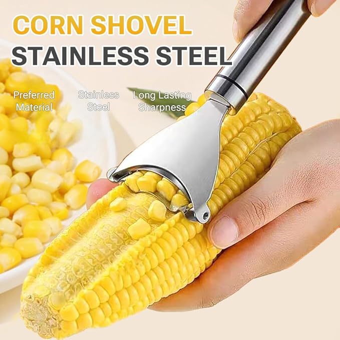 Corn Peeler Cob Stripper, Stainless Steel Cob Remover, Corn Planer Cutter Thresher Scraper, Stripping Tool for Home Kitchen, Corn Scraper 2 PCS