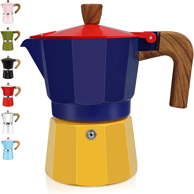 6 Cup Aluminum Espresso Stovetop Moka Pot Express Coffee Maker Percolator Italian Classic Mocha Coffee Machine for Italian and Cuban Cafe Brewing for Home Camping 300ml 10oz