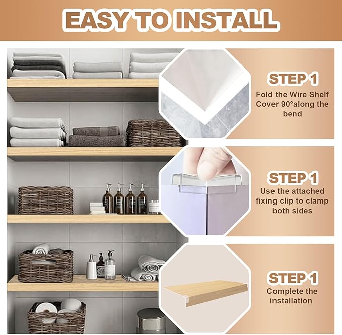 5 Pcs Wire Rack Covers 28x16x3 inch PVC Pantry Shelf Cover 0.31 inch Thick Removable Closet Wire Rack Shelf Covers,Decoration Kitchen Bathroom Office Shelving (Wood Color,28x16x3 inch)