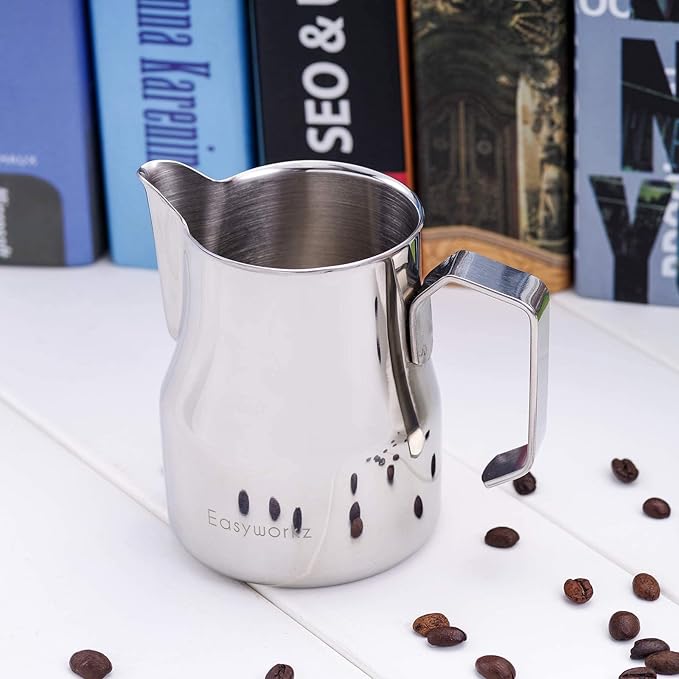 Easyworkz Pedro Stovetop Espresso Maker 4Cup 200ml, Bundled Espresso Steaming Pitcher Stainless Steel 12 oz Coffee Frothing Picther Milk Jug Cappuccino Latte Art Cup
