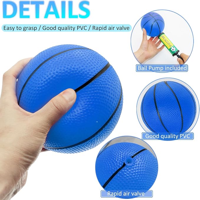 42Pcs 6" Mini Basketball Set, PVC Small Basketballs for Over The Door Hoop Games, Party Favors, Indoor Outdoor Play, Adults Kids, Pool Beach, Colorful