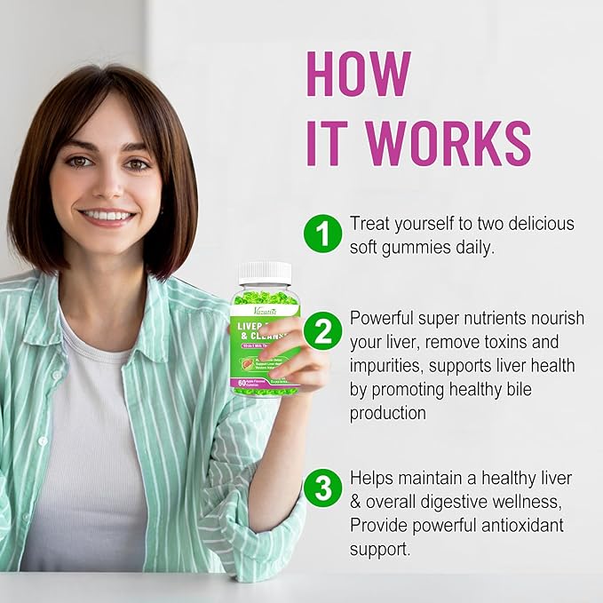 Liver Cleanse Detox Repair Gummies, Milk Thistle Gummies with Artichoke, Dandelion for Liver Support, Vegan & Non-GMO, Gelatin-Free, Apple Flavor 120ct
