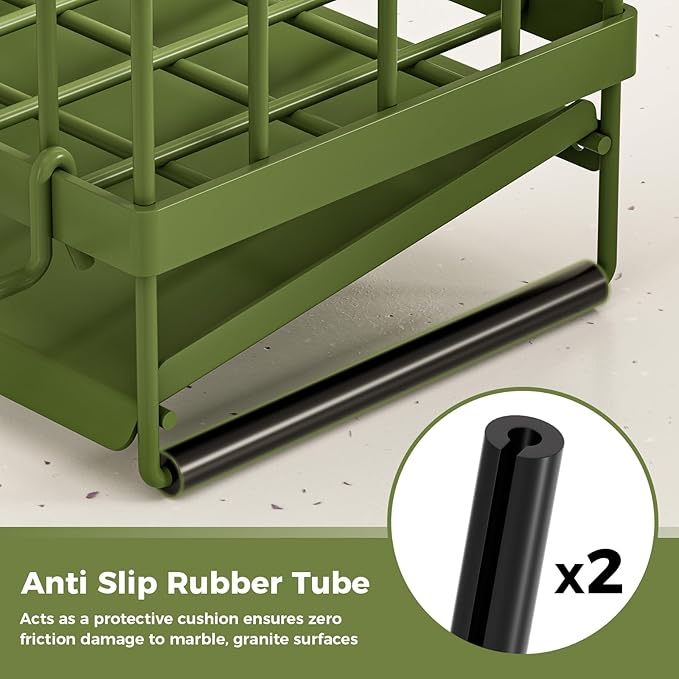 Sponge Holder for Kitchen Sink – Rustproof Stainless Steel with Detachable Drainboard, Brush Rack & Towel Bar | Compact, Non-Slip Design for Countertop Bathroom