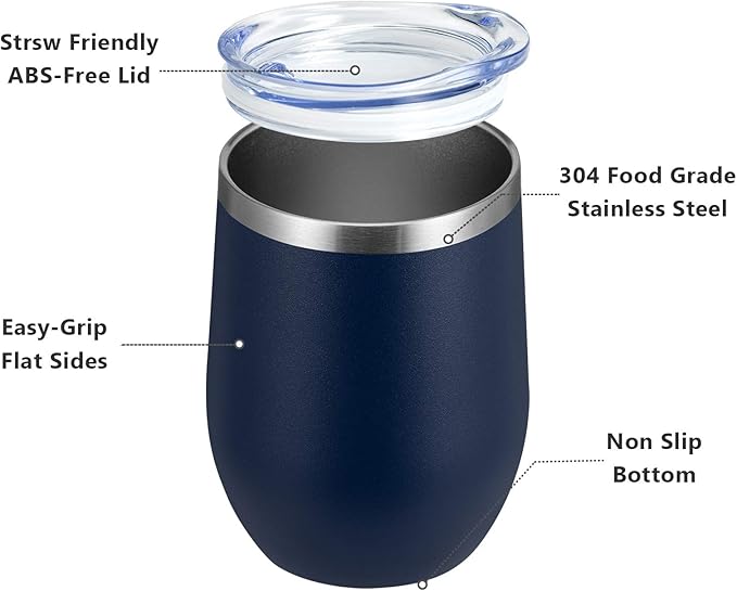 MEWAY 12oz Wine Tumbler Mix Color 8 Pack Bulk Gifts for Women, Vacuum Stainless Steel Travel Mug with Lid,Insulated Stemless Wine Cup Glass for Coffee,Cocktails,Drinks(Mix,Set of 8)