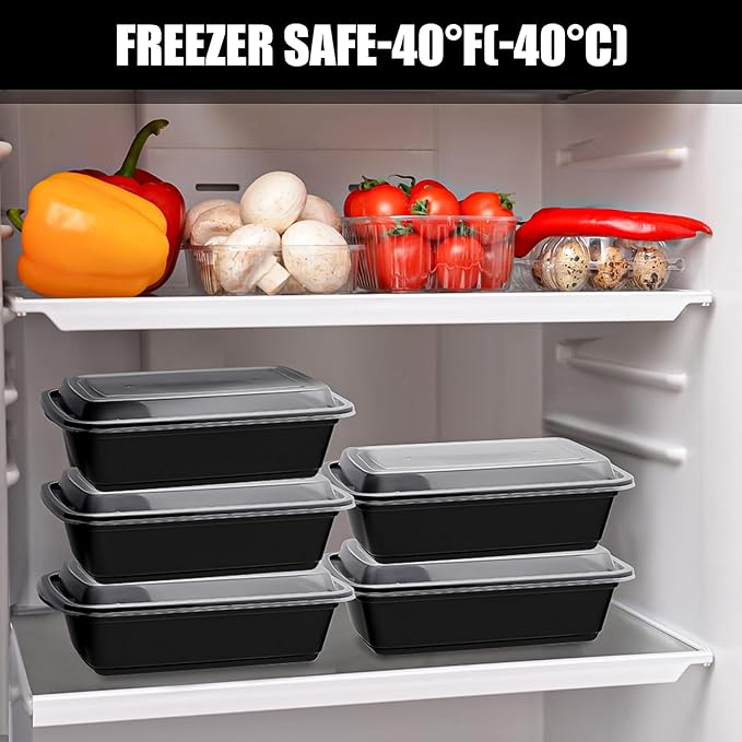 50 PACK, 24 oz. Meal Prep Containers, Extra Large & Thick Food Storage Containers with Lids - BPA Free Stackable Microwavable & Dishwasher Safe, Travel, To Go, Bento Box (50, Rectangle - 28 oz.)