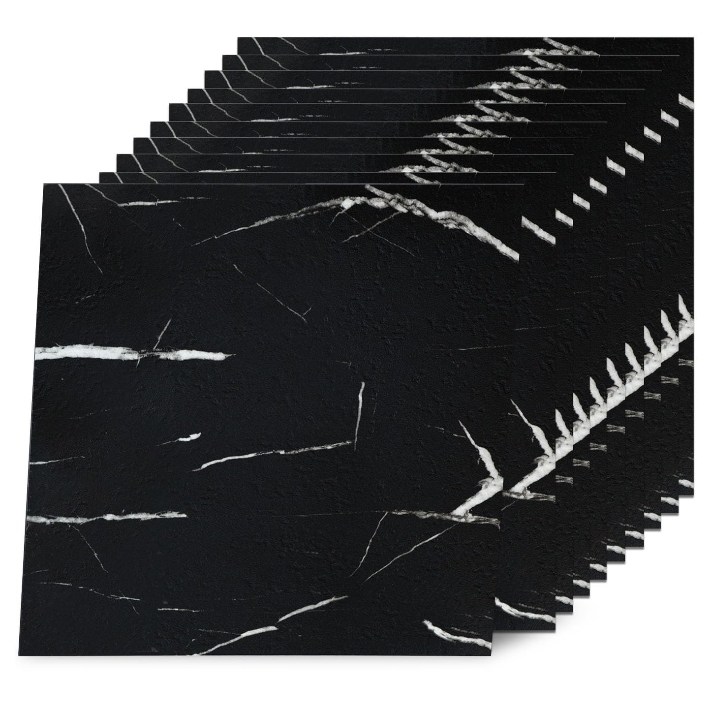Yipscazo 32-Pack Peel and Stick Floor Tiles, 12" x 12" Diamond Black Vinyl Flooring, Waterproof Self Adhesive Tile for Bathroom, Kitchen, RV, DIY Renovation