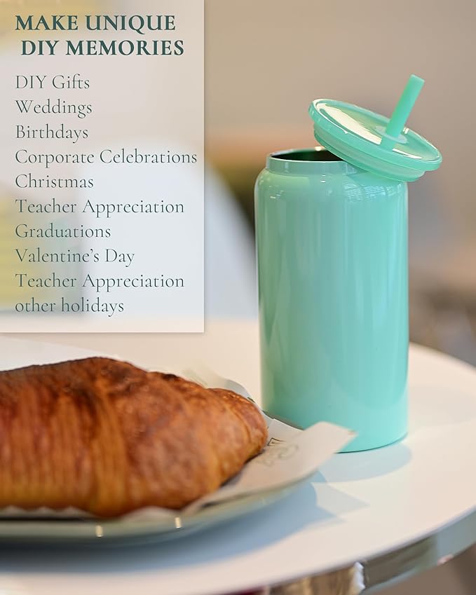 Glass Cups with Lids and Straws, 16oz Stainless Steels Cups, Beer Cups, Iced Coffee Cup, Smoothie Cup, Sublimation Tumbler, Purple (Smooth Polished Finish, Sublimatable)