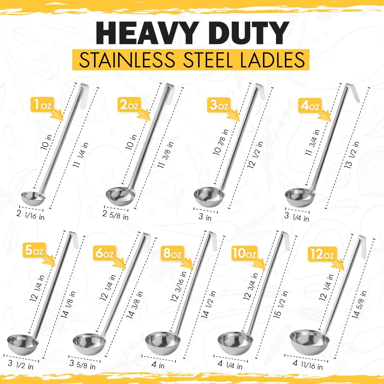 Ladle - Durable Stainless Steel Ladle Serving Measuring Soup Dressing Sauce Gravy Sturdy Dependable Long Handle for Kitchen (1, 10 Oz.)