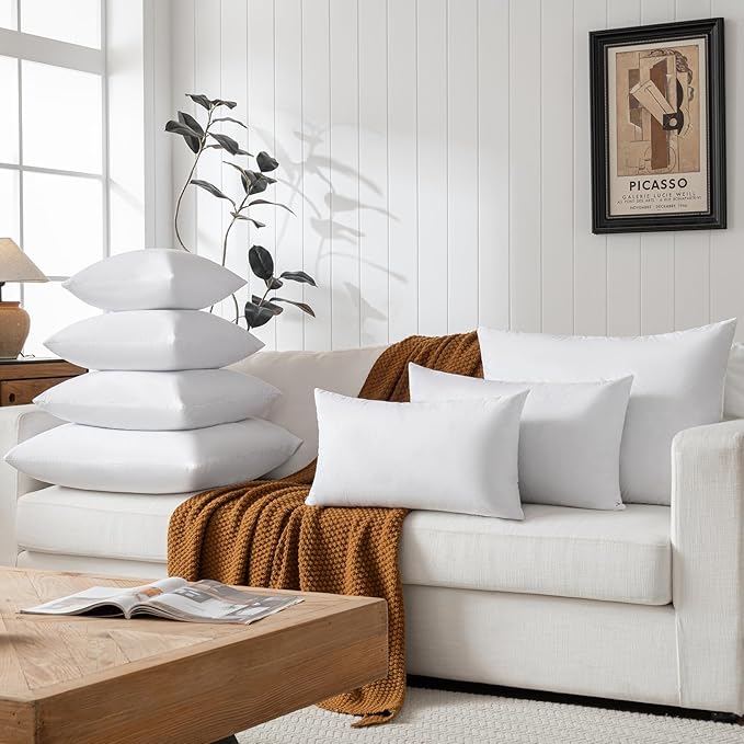 16X26 Oblong Feather & Down Pillow Insert, 100% Cotton Fabric, Set of 2, White