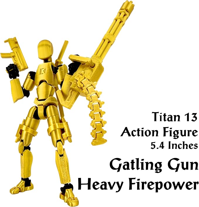 Gatling Gun Titan 13 Action Figure Set【Assembled】, Robot T Action Figure 3D Printed Dummy 13 Action Fidget Toys Figure Articulated, Lucky 13 for Collectors Desktop Decorations (Purple Blue)