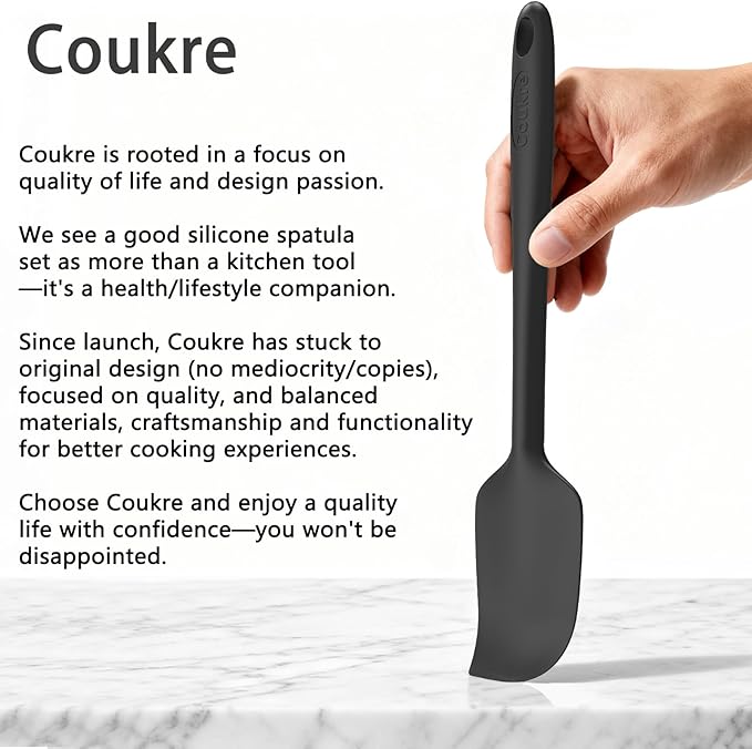 Coukre Silicone Spatula Set of 5,High Temperature Resistant, Food Grade Silicone, Dishwasher Safe, for Baking, Cooking (Pure Red)