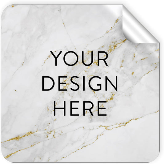 100 Custom Vinyl Stickers - Upload Your own Image, Text, Design, Logo - Personalized Logo Labels for Handmade, Packaging, Bottle, Jars, Candle, Brand Stickers (Gold Marble, 1.5x1.5 Square)