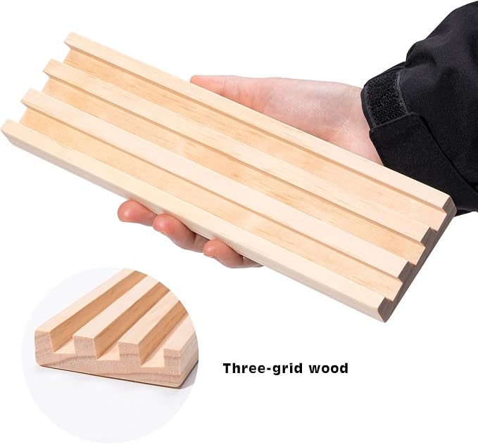 Wooden Domino Racks Set of 8 - Natural Wood Tray Organizer for Mexican Train, Chickenfoot, Classic Domino Games - Durable, Stackable (Dominoes Not Included)