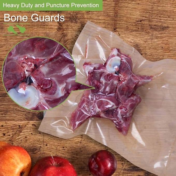 MakMeFre 200 Pint Size 6"x10" Vacuum Freezer Sealer Bags for Food, BPA Free, Heavy Duty Commercial Grade, Sous Vide Vaccume Safe,Vaccume Seal Pre-Cut Bag white
