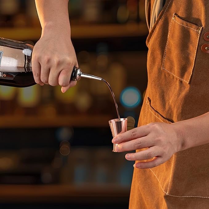 Briout Jigger for Bartending, 2 Pcs Double Cocktail Jigger Japanese Premium 304 Food Grade Stainless Steel Jigger 1 OZ 1/2 OZ, Flat Edge Rose Gold