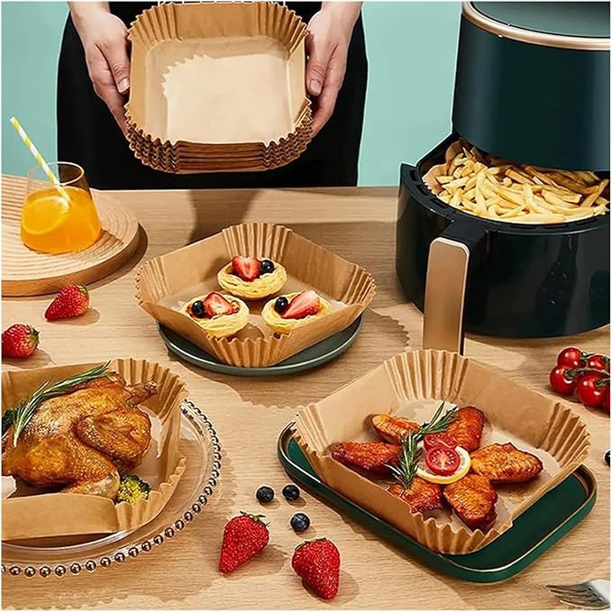 Large Air Fryer Disposable Paper Liners Nonstick 23cm Oven Airfryer Parchment Baking Paper ，Compatible For Ninja，Compatible For COSORI ，Grill Cooking Basket(20cm round,150 Pcs)