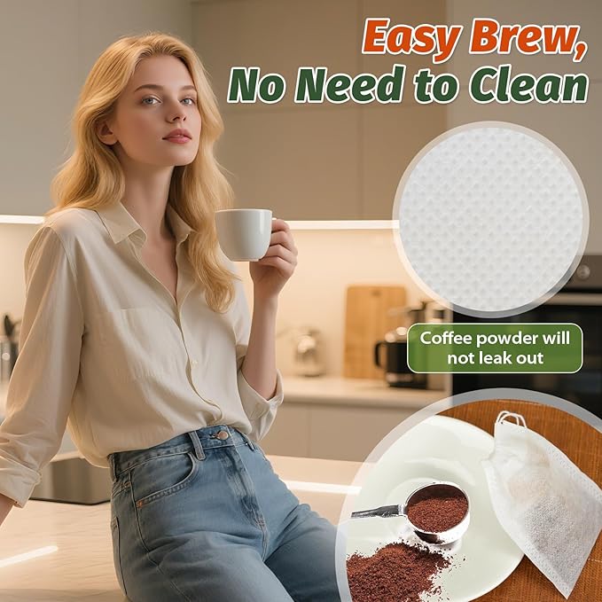 500Pcs Disposable Tea Bags for Loose Leaf Tea, Empty Tea Filter Bags with Cotton Drawstring, Fillable Tea Infuser Sachets for Loose Tea, Coffee, Herb, Spice and More (3.54"x 2.75")