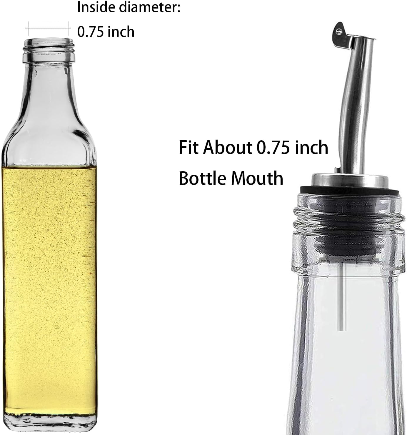 Axe Sickle 12 Pcs Oil Spout Liquor Bottle Pourer Spouts Stainless Steel Speed Pour Spouts Olive Oil Dispenser Spout with Flip Top for About 3/4"" Bottle Mouth