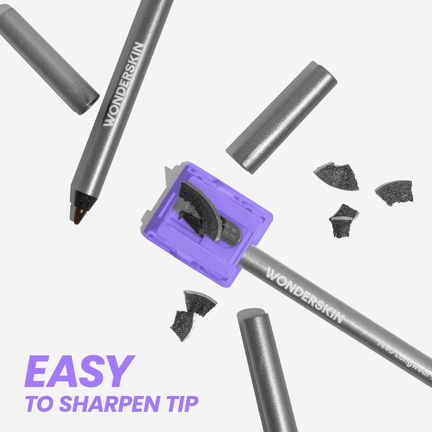 Wonderskin Eyeliner Pencil, 1440 Longwear Blue Purple Eyeliner Pencil - Waterproof, Sharpenable & Smudge Proof
