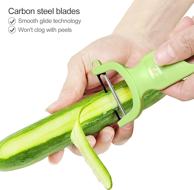 Original Vegetable Fruit Peeler Carbon Steel Blade 3 Pack Red/Green/Yellow…