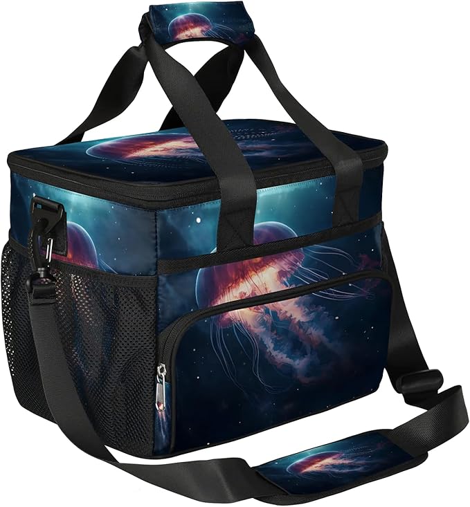 Lunch Box for Women Men Ocean Jellyfish Insulated Lunch Bag Leakproof Large Lunchbox for Adults with Adjustable Shoulder Strap, Cooler Tote Bag for Work, Picnic, Beach