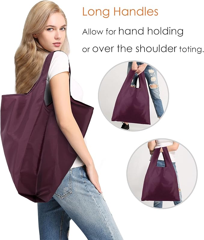 BeeGreen Burgundy Reusable Shopping Bags Wholesale Wine Red Reusable Grocery Bags Bulk Foldable-Machine Washable with Zipper Storage Pouch 20 Pieces