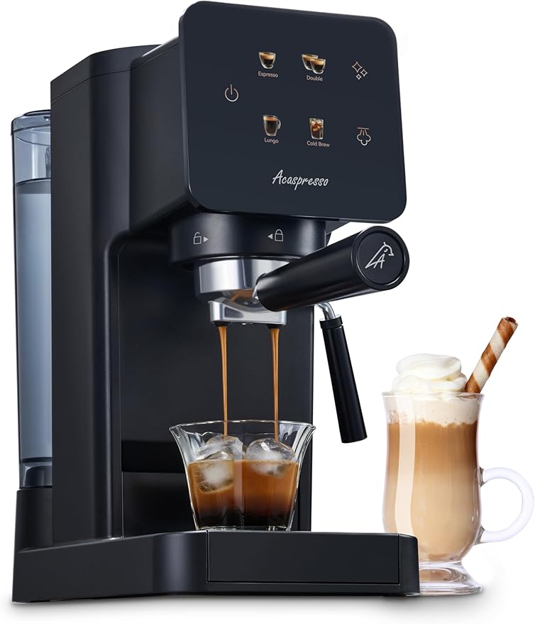 Espresso Machine with Touchscreen, 20 Bar Espresso Maker with Milk Frother and Steam Wand, Cold Brew Coffee Machine for Home, Latte Cappuccino Maker, 41oz Removable Water Tank
