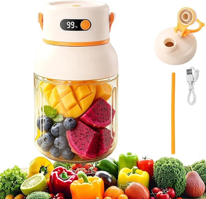 Portable Electric Juicer Cup with Zero Cord Hassle, Personal Size Juicer Cup, USB-C Rechargeable Electric Blender,18000RPM Motor, Leakproof Travel Juicer for Gym, Office, Outdoors (1200ml)