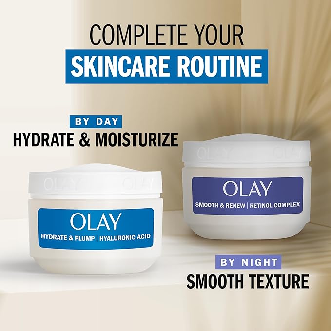Olay Hylauronic Acid Face Mousturizer, Plump & Hydrate, Fragrance-Free - Hydrating Gel for Dry Skin Retain & Replenish Moisture, with Niacinamide - Recyclable Sustainable Eco Jar, Non-Greasy, 2 Oz