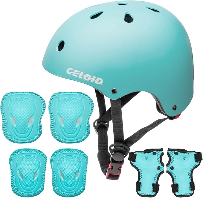 Kids Bike Skateboard Helmet Pad Set,Toddler Cyling Protective Gear Knee & Elbow Pads Wrist Guards for 5-8-10-12-14-16 Years Girls Boys Bicycle Scooter Roller Skate Inline Skating Rollerblading