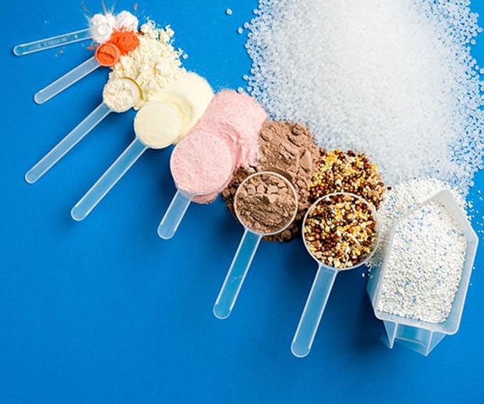 Plastic Measuring Scoop, (25 cc | 5 tsp | 1.67 Tablespoon | 25 mL) Long Handle Spoons for Powders, Granules, Coffee, Pet Food, Baking Supplies, Protein and Other Dry Goods, BPA Free (Set of 10)