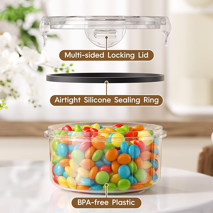 50 PCS Food Storage Containers with Lids Airtight (25 Containers & 25 Lids), 100% Leak Proof Meal Prep Container for Kitchen, BPA-Free Plastic(Polypropylene5), Microwave/Dishwasher Safe, Labels & Pen