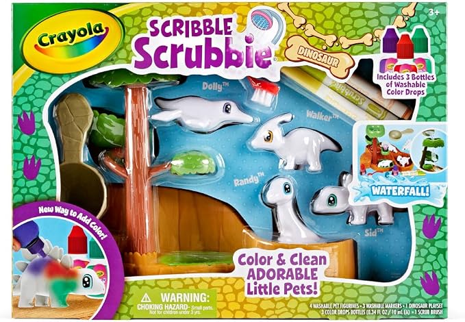 Crayola Scribble Scrubbie Pets Dinosaur Waterslide, Dinosaur Toys for Kids, Pet Grooming Toy, Gifts for Boys & Girls, Ages 3+