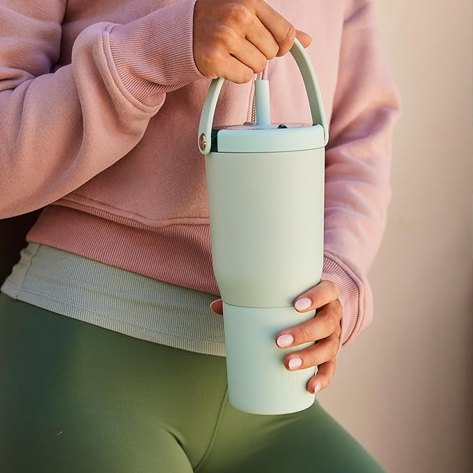 BrüMate Resa 35oz 100% Leakproof Tumbler w/Handle & Straw | Flexible SoftSip Straw | Silicone Sleeve for Durability | Stainless Steel | Cup Holder & Travel Friendly Water Bottle (Nightfall Blue)