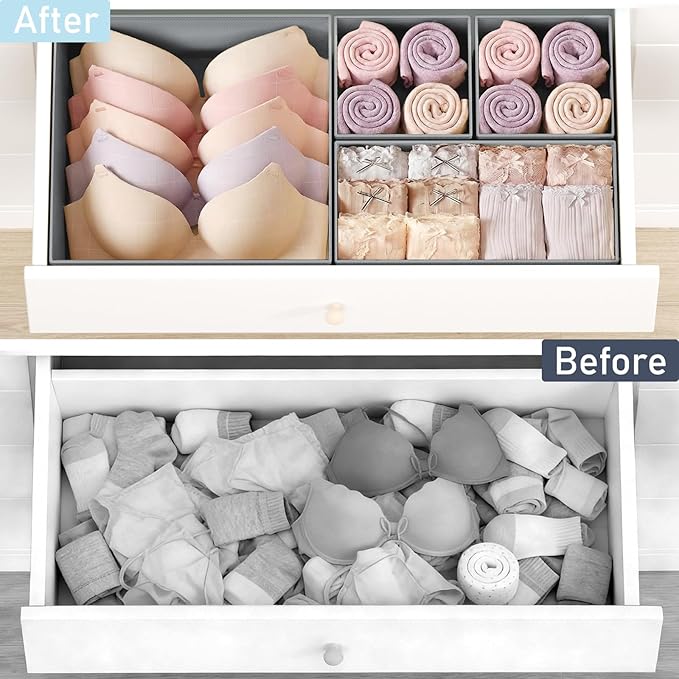 DIMJ Drawer Organizer Clothes, 21 Pack Dresser Organizer, Foldable Closet Organizers and Storage, Fabric Dresser Bins, Drawer Dividers for Nursery, Baby Clothes, Underwears, Sock