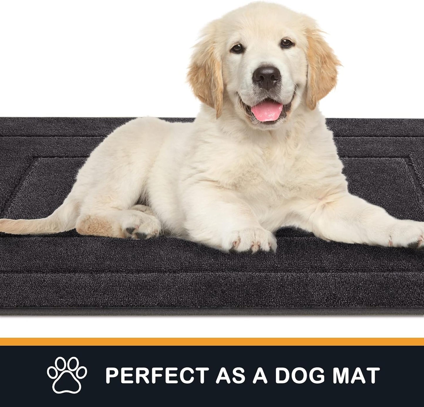 PURRUGS Dirt Trapping Door Mat 34" x 59", Non-Slip/Skid Machine Washable Entryway Area Rug, Dog Doormat, Super Absorbent Welcome Mat for Muddy Wet Shoes and Paws, Charcoal