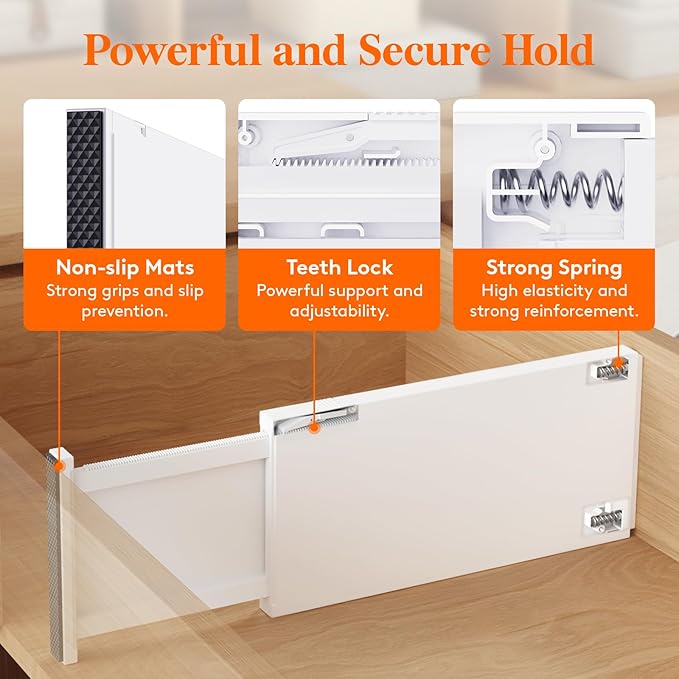 Lifewit 6 Pack 6" High Drawer Dividers 34-56cm/13.5-22" Adjustable Drawer Organizer for Clothes/Utensils, Expandable Drawer Separator in Dresser/Kitchen/Bedroom/Office Organization & Storage White