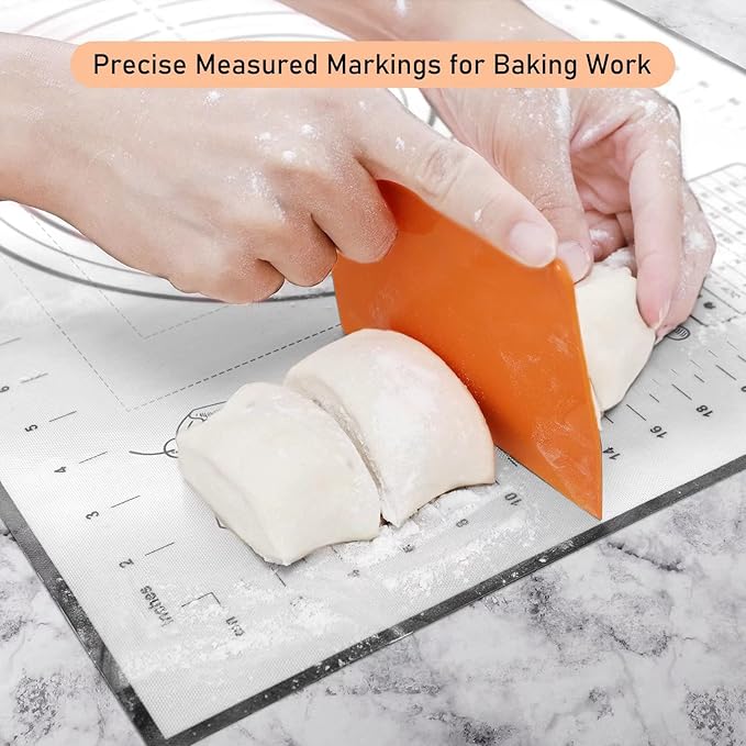 Silicone Pastry Mat, Baking Mat for Rolling Out Dough, Dough Mat for Rolling, Fondant Mat, 20''(W)28''(L), Black
