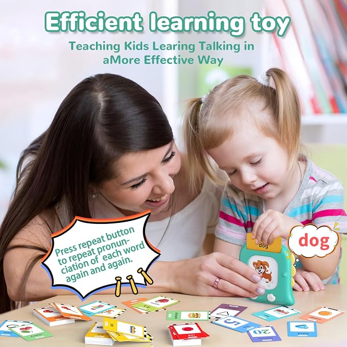 Kidzdo Talking Flashcards for Toddlers 1 2 3 4 5 6 Years Old, 520 Words Language Learning Toys, Pocket Speech Toys, Autism Toys for Kids 1-6, Birthday Gifts for Boys and Girls, Green