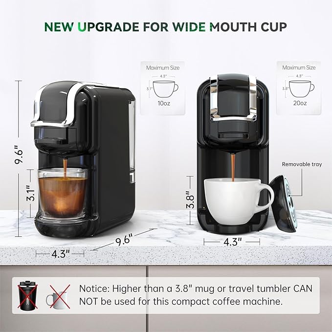 Multi-Capsule Coffee Maker, Hot/Cold Coffee Maker, Milk, ESE Pod Ground Coffee, Cafeteria, 19 Bar, 5 in 1 (Color : H2B BK, Size : CHINA_UK)