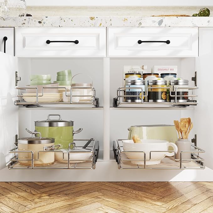 LOVMOR Pull Out Cabinet Organizer 5½" W x 21½" D, Kitchen Cabinet Pull Out Shelves Slide Out Storage