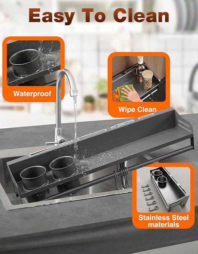 utensil hanger, wall mounted kitchen rail with hooks, waterproof hooks for kitchen utensils, easy installation without drilling (19.7 inches, Cups, 2)