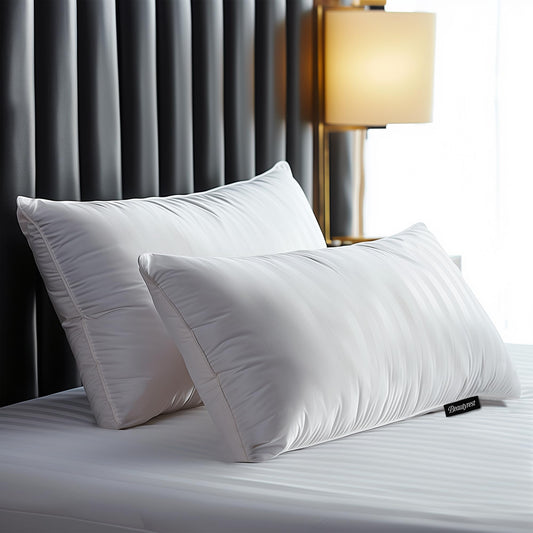 Beautyrest Hotel Collection Fluffy Luxury Goose Feathers Medium Firm Hypoallergenic Pillow, 500 Thread Count US Grown Cotton Cover (20x36”), King (Pack of 2), White 2