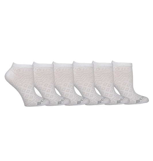 Columbia Women's 6-pair Mesh Lightweight No Show Socks, White, 4-10 Hiking Socks
