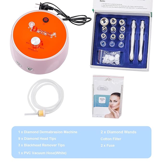 3 in 1 Diamond Dermabrasion Machine Professional Pore Vacuum for Skin Toning Black Head Removal Cleaner with 0-70 cmHg Suction Power Facial Treatment Machine