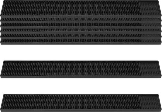8 Pack 24 x 3 Inch Rectangular Bar Service Mat, Cocktail Mixing Bartending Bar Service Mat, Black Dish Drying Mats for Home, Kitchen, Counters, Bar, Restaurant, KT